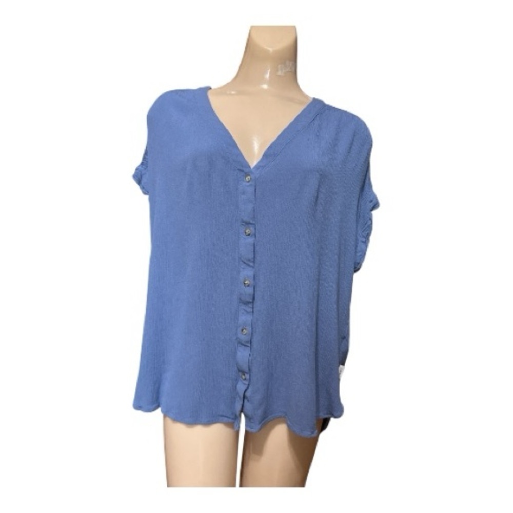 Orvis Casual Blue Tunic Top, Cap Sleeve, Large